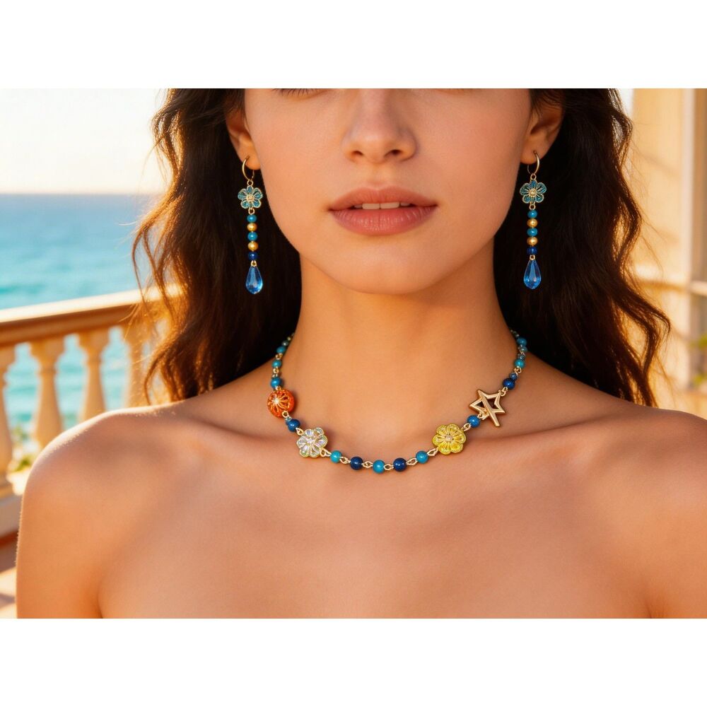 Blue Tiger Eye Choker Set 16 inches